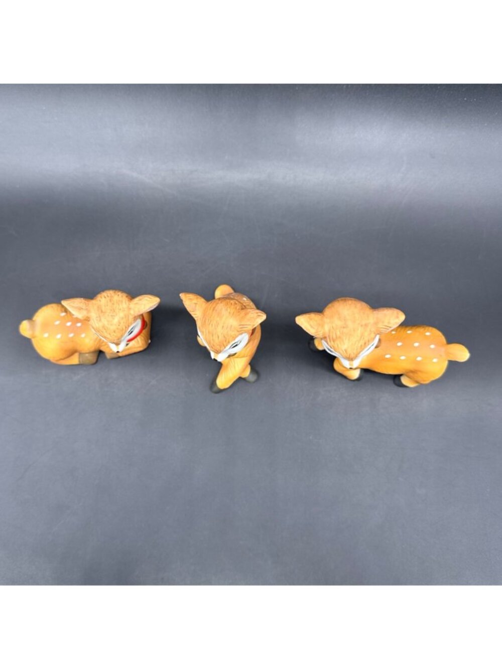 Vintage Deer Figurines Christmas Decor 1980s Ceramic Fawn Set Of 3 Homco Taiwan - Picture 5 of 8